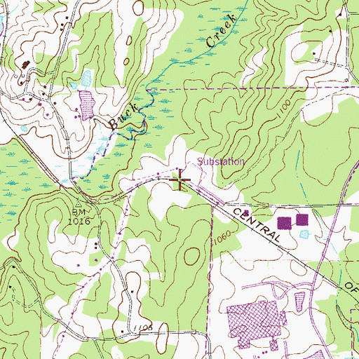 Topographic Map of Buck Creek (historical), GA
