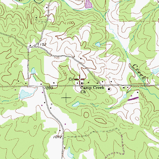 Topographic Map of Camp Creek Cemetery, GA
