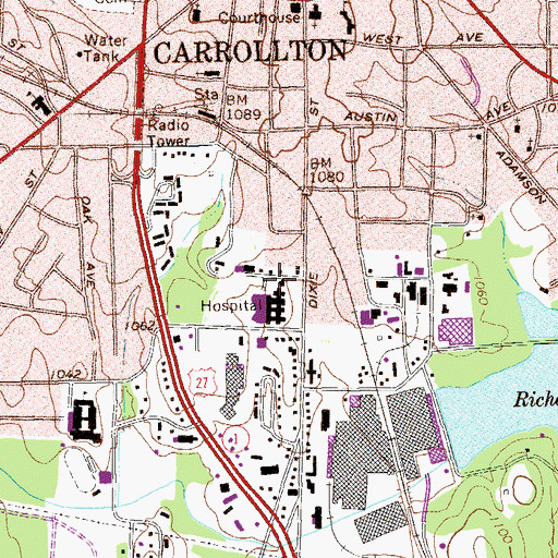 Topographic Map of Carroll County Health Center, GA