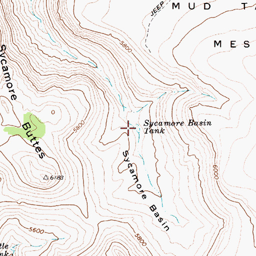 Topographic Map of Sycamore Basin Tank, AZ