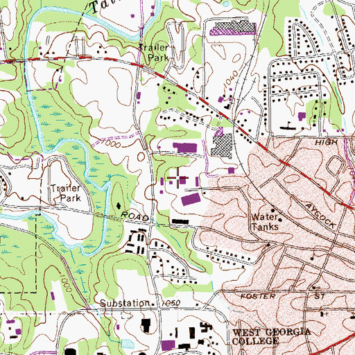 Topographic Map of Carrollton Industrial Park, GA