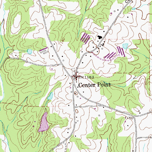 Topographic Map of Center Point Methodist Church, GA