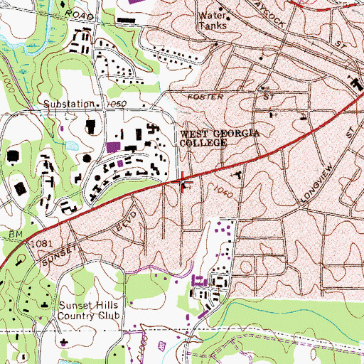 Topographic Map of Central Christian Church, GA