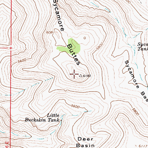 Topographic Map of Sycamore Buttes, AZ