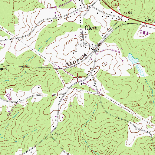 Topographic Map of Clem Cemetery, GA