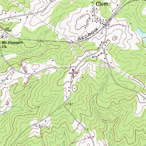 Topographic Map of Clem Church, GA