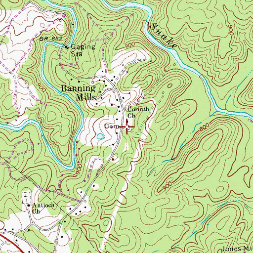 Topographic Map of Corinth Cemetery, GA