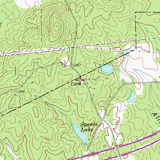 Topographic Map of County Line Cemetery, GA
