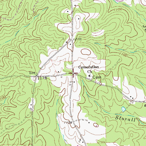 Topographic Map of Enoly Crossroads, GA