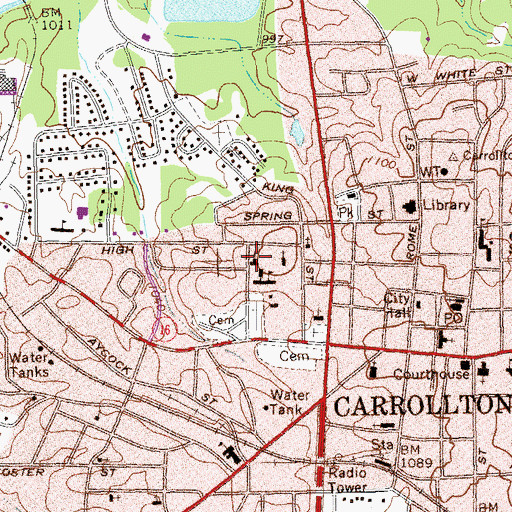 Topographic Map of First Baptist Church, GA
