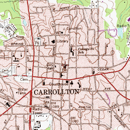 Topographic Map of First Christian Church, GA