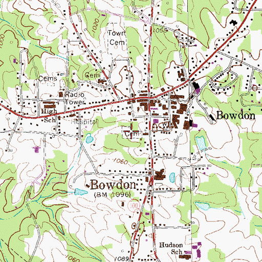 Topographic Map of First Methodist Cemetery, GA