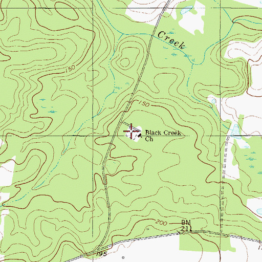 Topographic Map of Black Creek Cemetery, GA
