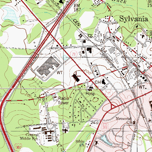 Topographic Map of Brantley Plaza Shopping Center, GA