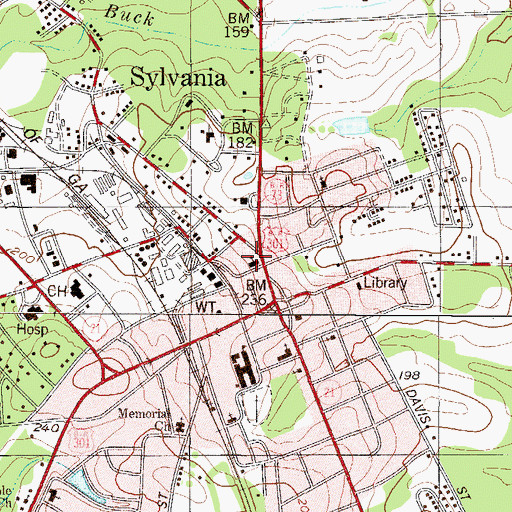 Topographic Map of First Methodist Church, GA