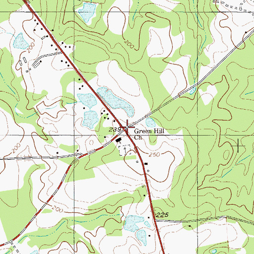 Topographic Map of Green Hill, GA