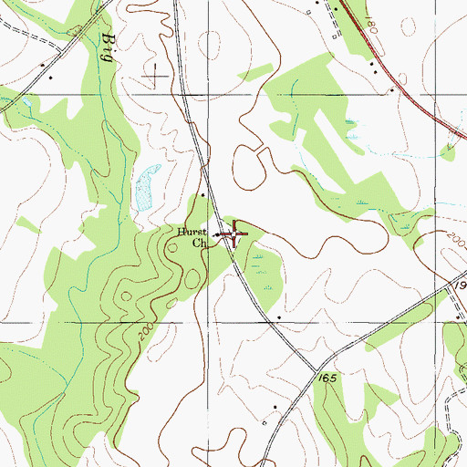 Topographic Map of Hurst Cemetery, GA