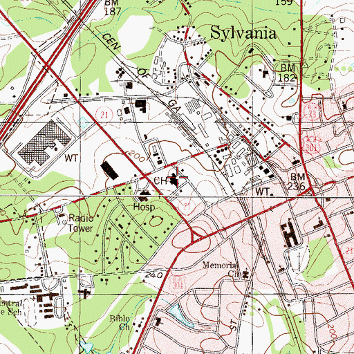 Topographic Map of Screven County Courthouse, GA
