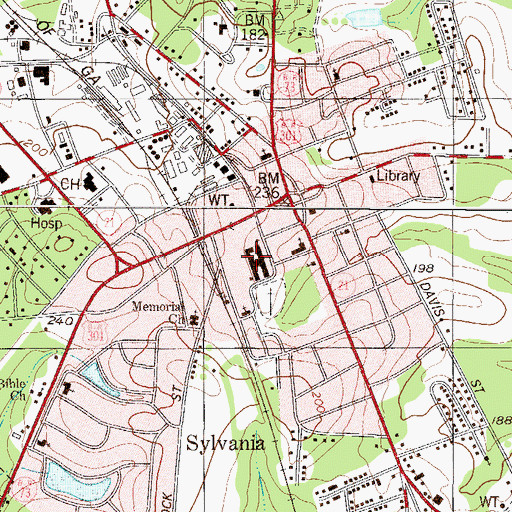 Topographic Map of Sylvania Elementary School, GA