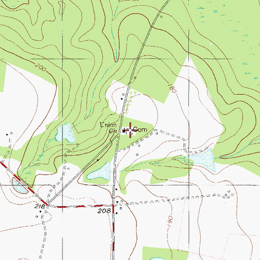 Topographic Map of Union Cemetery, GA