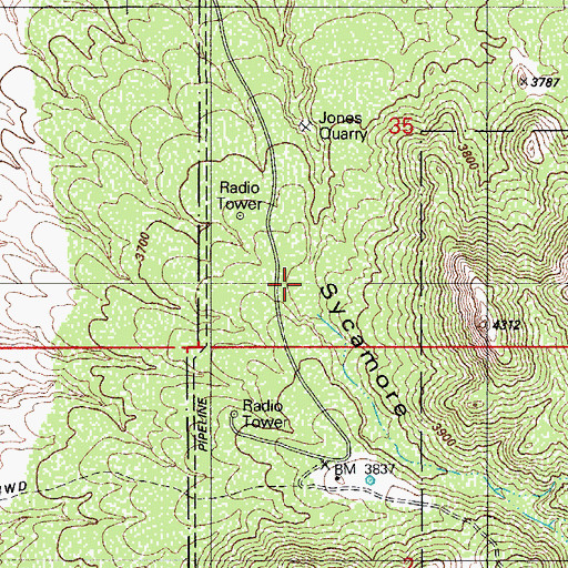Topographic Map of Sycamore Canyon, AZ