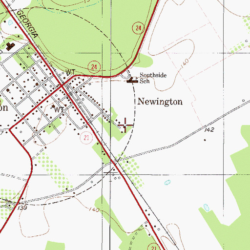 Topographic Map of Walker Grove School (historical), GA