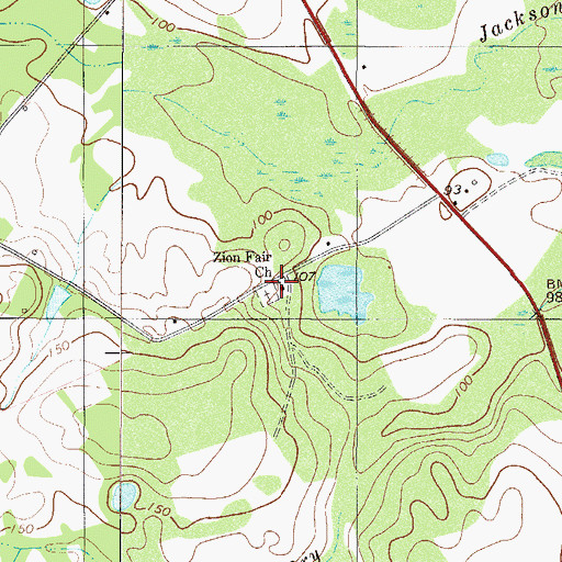 Topographic Map of Zion School (historical), GA