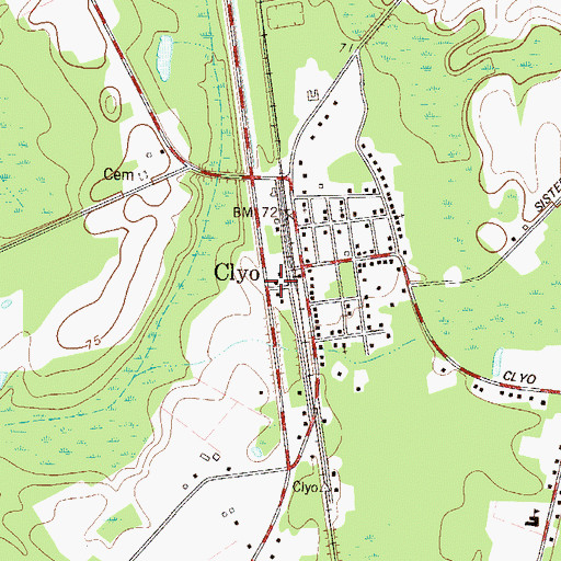 Topographic Map of Clyo Post Office, GA