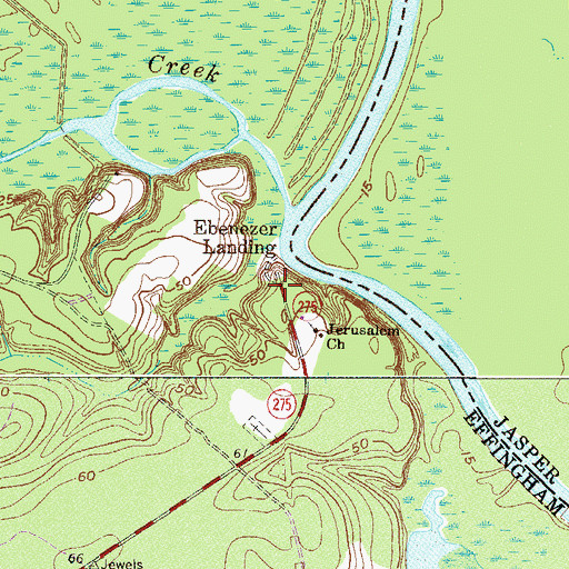 Topographic Map of Ebenezer, GA