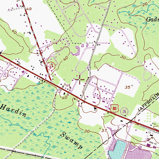 Topographic Map of Falkville Church, GA