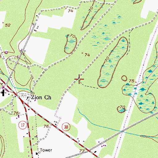 Topographic Map of Fetzer School (historical), GA