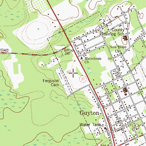 Topographic Map of Guyton Elementary School, GA