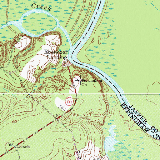Topographic Map of Jerusalem Lutheran Church, GA