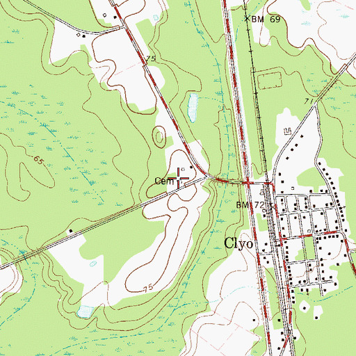 Topographic Map of Metzger Cemetery, GA