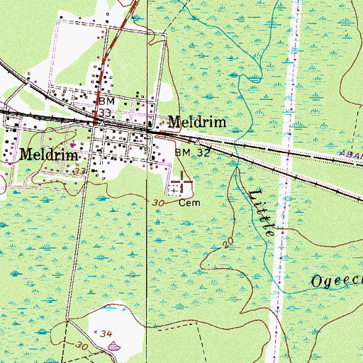 Topographic Map of Old Hill Cemetery, GA
