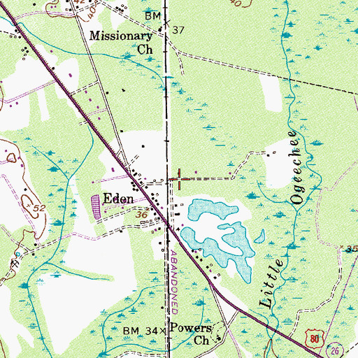 Topographic Map of Powers Church, GA
