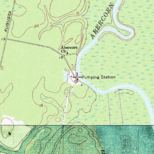 Topographic Map of Savannah Water Works, GA