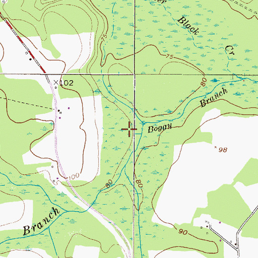 Topographic Map of Boggy Bay, GA