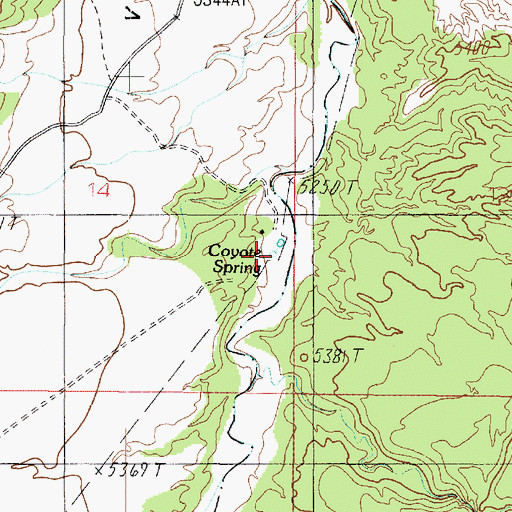Topographic Map of Coyote Spring, AZ