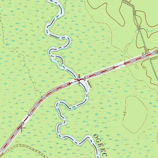 Topographic Map of Captain William Cone Bridge, GA