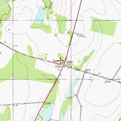 Topographic Map of Clito Cemetery, GA