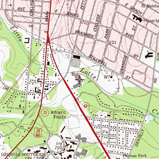 Topographic Map of College Plaza Shopping Center, GA