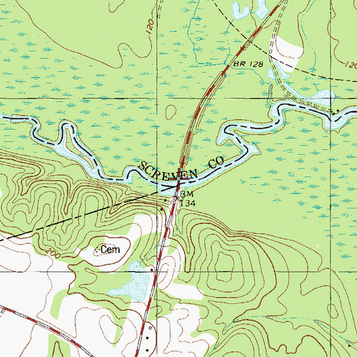 Topographic Map of Copps Bridge, GA