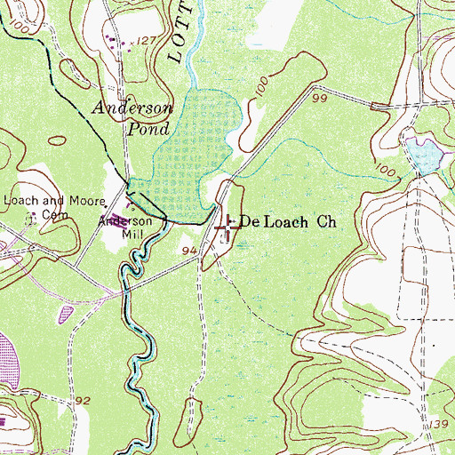 Topographic Map of De Loachs Cemetery, GA