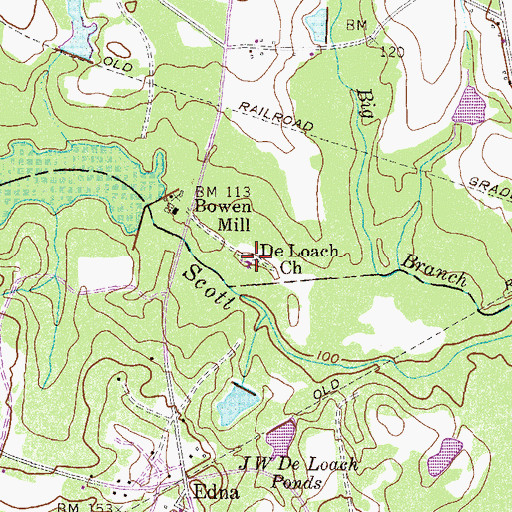 Topographic Map of De Loach School (historical), GA