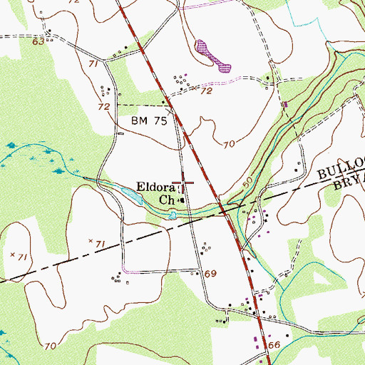Topographic Map of Eldora Cemetery, GA