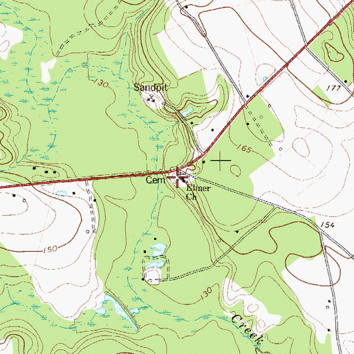 Topographic Map of Elmer Cemetery, GA