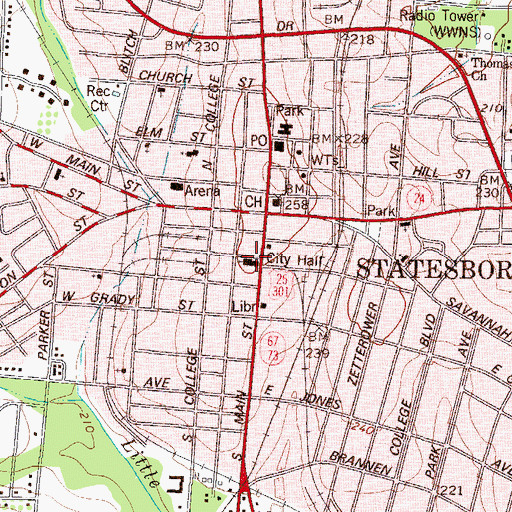 Topographic Map of First Methodist Church, GA
