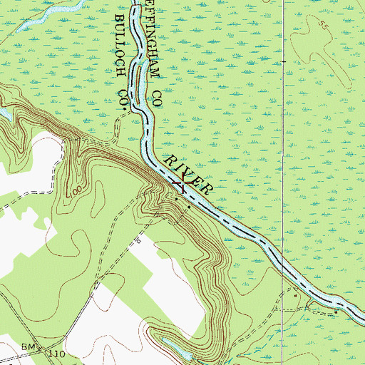 Topographic Map of Flat Ford Bridge (historical), GA