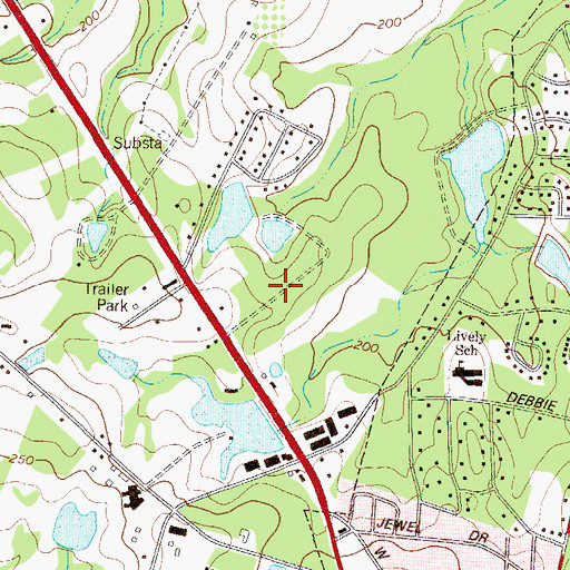 Topographic Map of Foxlake, GA